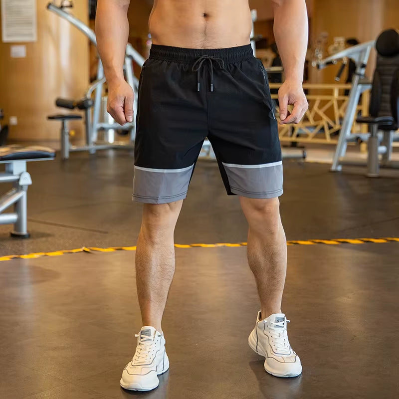 Mens Running Shorts Gym Wear Fitness Workout Shorts Men Sport Short Pants Soccer Training Shorts with Zip Pocket