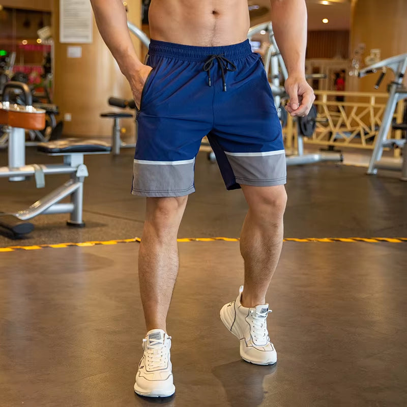 Mens Running Shorts Gym Wear Fitness Workout Shorts Men Sport Short Pants Soccer Training Shorts with Zip Pocket