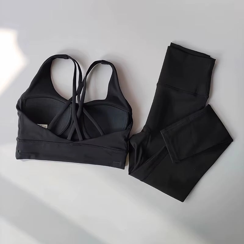 Women Breathable Yoga Set 2Pcs Sport Suit Gym Wear Workout Clothes Gym Crop Top High Waist Legging Fitness Bra Set Sports Suits