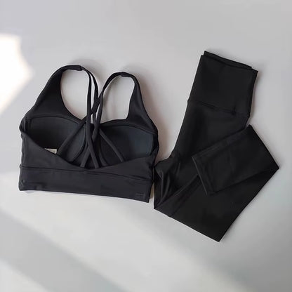 Women Breathable Yoga Set 2Pcs Sport Suit Gym Wear Workout Clothes Gym Crop Top High Waist Legging Fitness Bra Set Sports Suits
