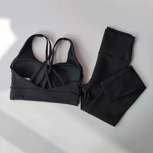 Women Breathable Yoga Set 2Pcs Sport Suit Gym Wear Workout Clothes Gym Crop Top High Waist Legging Fitness Bra Set Sports Suits