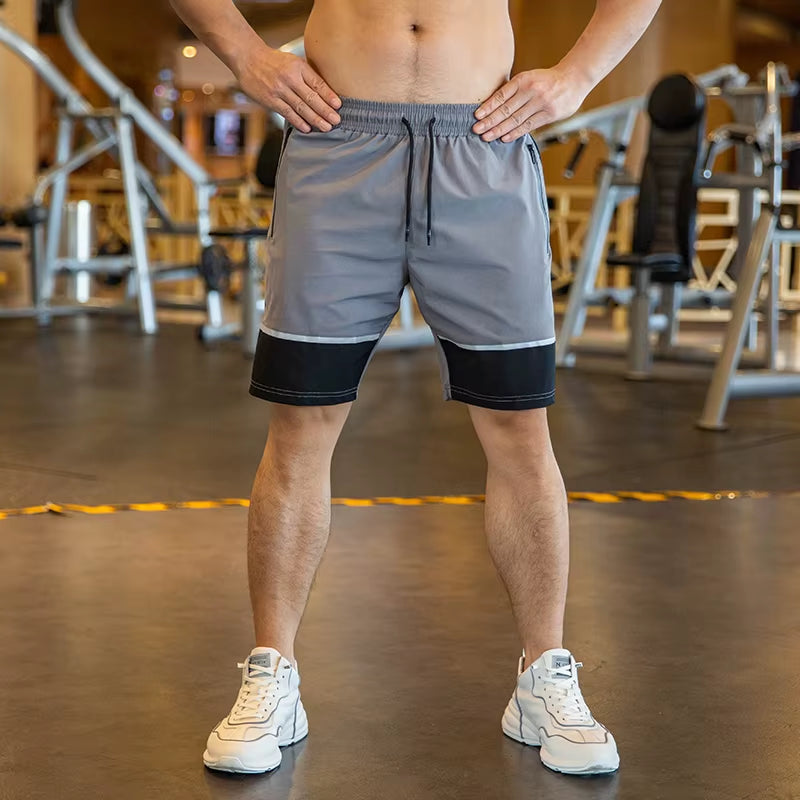 Mens Running Shorts Gym Wear Fitness Workout Shorts Men Sport Short Pants Soccer Training Shorts with Zip Pocket