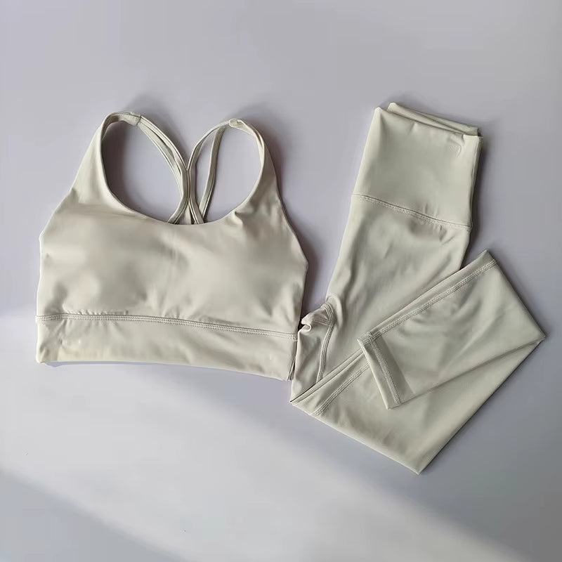 Women Breathable Yoga Set 2Pcs Sport Suit Gym Wear Workout Clothes Gym Crop Top High Waist Legging Fitness Bra Set Sports Suits